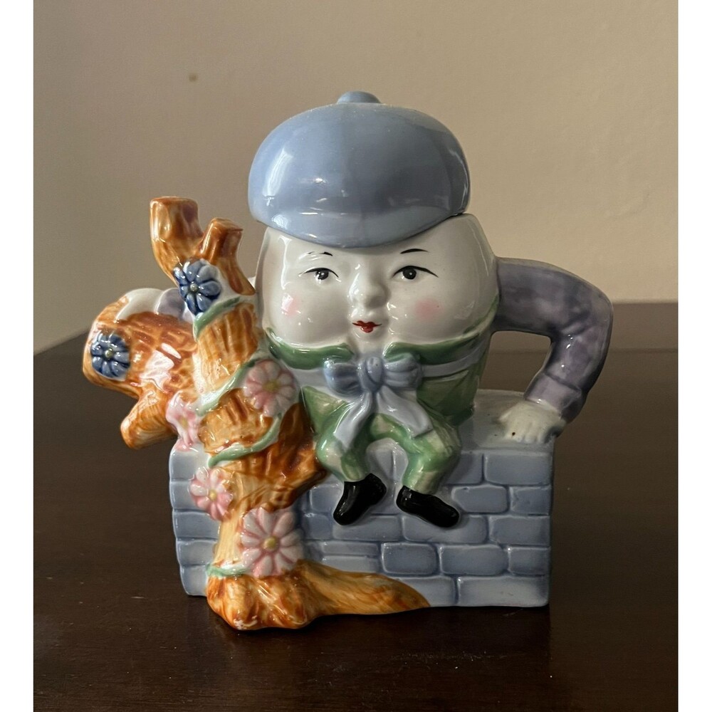Vtg Feitx Humpty Dumpty Teapot Ceramic Decorative Cottage Core Style